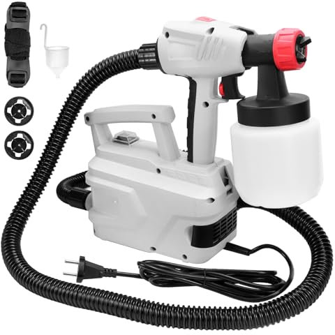 QWORK® 800W Farbsprühsystem, Split-Typ Farbsprühsystem mit 800 ml Behälter, 2 Düsen (1.3 mm / 2.6 mm), 3 Spritzmodi, 2 m Luftschlauch, für Wände, Möbel