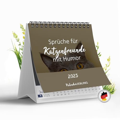 Tischkalender lustige Katzen Kalender Sprüche, Geschenk für Katzen Freunde, Katzenkalender 2025