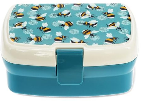 Dotcomgiftshop Lunchbox mit herausnehmbaren Fach Bumblebee Hummel-Motiv, Snack Obst Behälter Dose Box