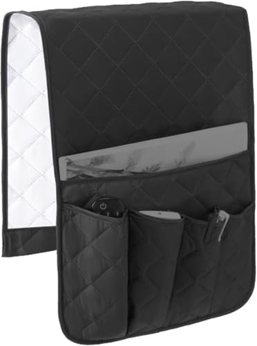 TINGSING Sac de Rangement avec 5 Poches pour Accoudoir de Canapé et Fauteuil Inclinable Étanche Organiseur à Suspendre pour Accoudoir de Canapé Télécommande Répertoire Magazines Livres (Noir)