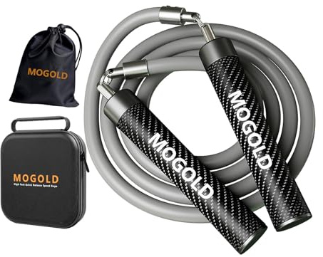 MOGOLD Gewichtete Springseile für Damen und Herren, mit 0,9 kg Springseil und dickeren Leder-Springseil, gewichteten Griffen, ideal für Fitness, hochintensives Krafttraining
