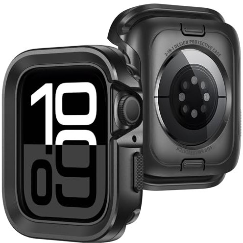 ZZDZZ 2 in 1 Cover Compatibile con Apple Watch SE Series 10 42mm, Custodia Rigida Metallo Cornice Anti-Graffio Cover Protettiva per iWatch 42mm (Nero)
