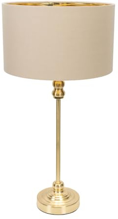 ValueLights | Maggie Gold Metal Candlestick Table Lamp with Natural & Gold Inner Shade | Table Lamps, Home Décor & Improvement Essential