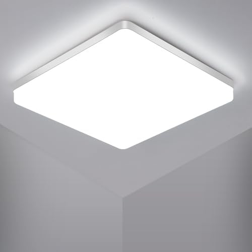 Osairous Lamparas de Techo 48W, Ø30cm Cuadrado Plafon LED Techo, Lampara Techo Dormitorio IP44, 6500k 2200 LM Luz Blanca para Cocina, Dormitorio, Baño, Salón