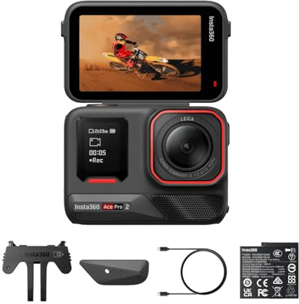 Insta360 Ace Pro 2 Standard Bundle - 8K Waterproof Action Camera Co-Engineered with Leica, 1/1.3 Sensor, Dual AI Chip, Leading Low Light, Superior Audio
