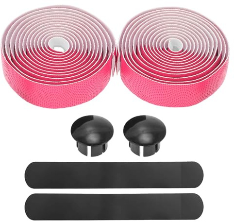 BULLSPANN Ruban Guidon Vélo Rose 1 Paire Antidérapant Absorbant Chocs | Matière PU EVA, Couleur Rose, 1 Paire, Longueur 216 Cm, Largeur 3 Cm, Épaisseur 3 Mm, Motif Ondulé