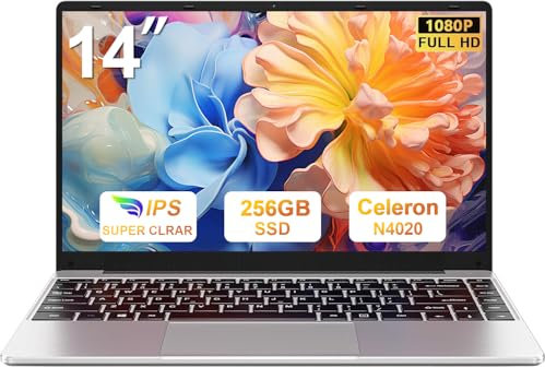 2025 Newest PC Portatile 14 Pollici Laptop Win 11 256 GB ROM Celeron N4020 2.4G+5G WiFi upto 2.8 GHz Supporta l'espansione SSD 1TB 4.2 USB HDMI Tastiera Italiana Membrana Mouse Senza Fili-Sliver-A