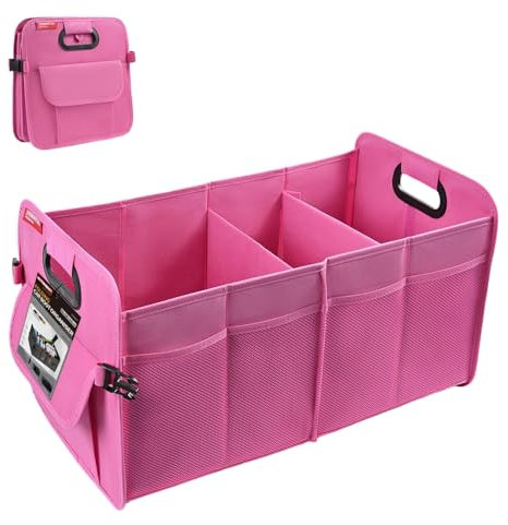 Auto Kofferraum Organizer 55L Faltbare Kofferraumtasche mit Mehrere Fächer & rutschfeste Unterseite, stabil wasserdicht Oxford-Gewebe Kofferraumbox Autobox für Damen Herren