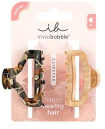 Invisibobble - CLIPSTAR Golden Roar - Set de 2 pinzas medianas con diseño de estampado de leopardo, elegantes y seguras - Perfectas para todo tipo de peinados, cabello saludable