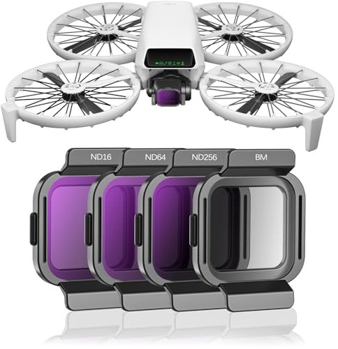 FPVtosky Black Mist/ND-Filter-Set für DJI Flip Zubehör, 4 Stück, schwarzer Diffusionsfilter & ND16 ND64 ND256 HD optisches Glas, mehrfach beschichtete Graufilter