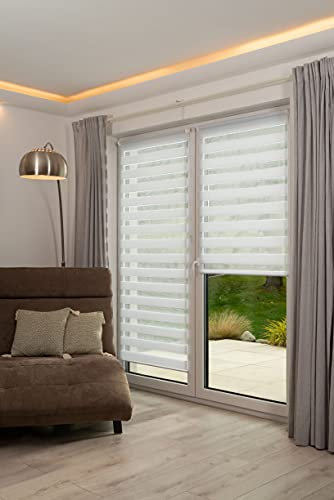 K-home Klemmfix Doppelrollo Madrid ohne Bohren Weiß 80 x 250 cm (B x L)