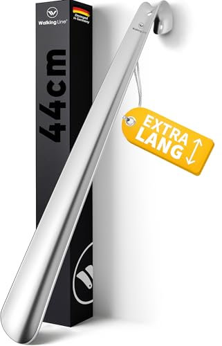 Walking Line® Premium Schuhlöffel Lang 44cm [EXTRA STABIL] aus Gebürstetem Edelstahl - Schuhanzieher Lang, Schuhlöffel Metall Lang, Shoe Horn, Schuhanzieher Lang Metall, Langer Schuhlöffel, Shoehorn