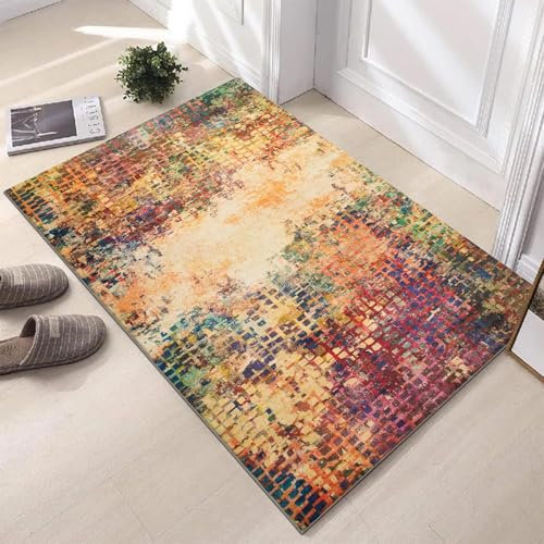 Hafaa Door Mats 80x150 cm Indoor Machine Washable Soft Fluffy Door Mat Dirt Trapper Non-Slip Floor Mats for Kitchen Welcome Front Doormat Inside Outside (Vibrant)