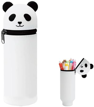 Guyode Trousse Ecole 2 en 1 en Silicone Souple Kawaii, Panda Pochette de Stylo, Étui en Silicone Souple pour L'école, Thème Panda Porte-Plume, Étui pour Fournitures Scolaires de Grande Capacité (A)