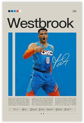 GJHTQLP Russell Westbrook Poster auf Leinwand, Schlafzimmer-Dekoration, 60 x 90 cm