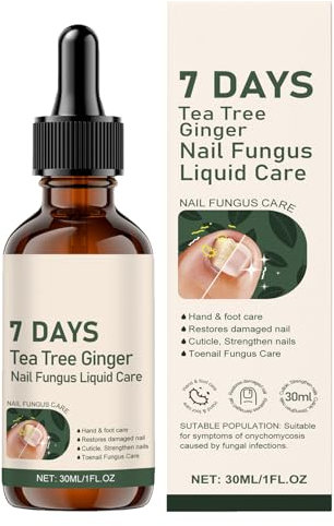 Fungal Nail Treatment, 7 Days Tea Tree Ginger Nail Fungus Liquid Care, Anti Fungal Nail Treatment for Toenail, Nail Repair Care Strengthen Cuticle Oil for Damaged Nails - 30ml