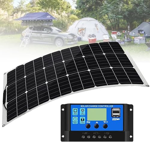 Kit De Panneaux Solaires 500W, Kit D'onduleur Solaire Portable Léger, Système d'alimentation Solaire Complet pour Maison, Abri, Ferme, Camping-Car, Bateaux(1x500W)