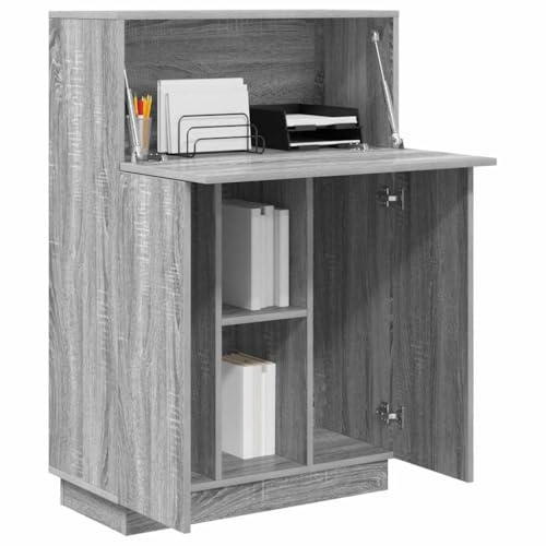 vidaXL Schreibtisch Graues Sonoma 71.5 x 31.5 x 106.5 cm Holzwerkstoff, Moderner Schreibtisch für Zuhause, platzsparend, Robustes Tisch-Design, mit Stauraum, funktionale Arbeitsstation