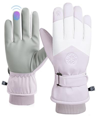 BNGXR Winterhandschuhe, Damen Winter Ski Handschuhe, Winddicht wasserdichte Warmes Verdickter Thermische Herren Damen Touchscreen Handschuhe für Skifahren Radfahren Eislaufen Wandern Outdoor Sport