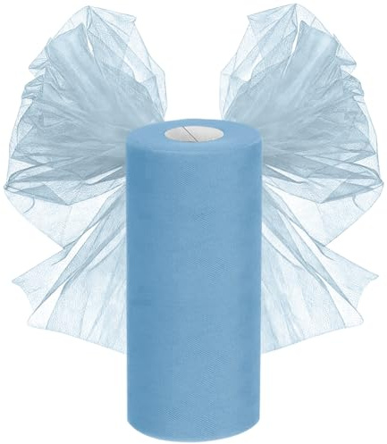 Tüllstoff Tüll Rolle 30cmx92,5M, Tüllband Hochzeitsdeko Tüll Meterware Organza Stoff für DIY Crafts Handwerk Bögen Party Dekoration, Hellblau