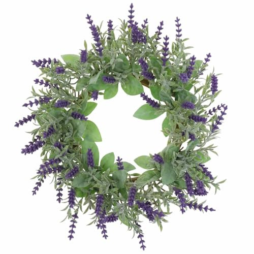 Viana Künstlicher Lavendelkranz beflockt, Türkranz Ø25cm, Wandkranz Provence-Flair, Sommerdekoration