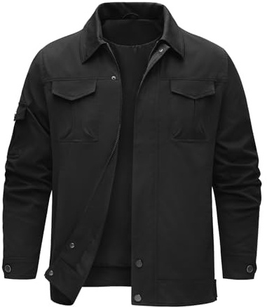 TOMEEK Men's Jackets Summer Jackets for Men Bomber Jacket Water Repellent Casual Military Cargo Jacket with Multi Pockets Spring Fall Outwear(Black,L)