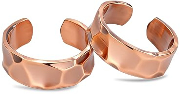 BioMag 2-teiliges verstellbares Kupferring Set aus Reinkupfer Unisex | Handgefertigte Ringe aus 99,99% massivem Rohkupfer ohne Beschichtung. Offen verstellbar, für Damen und Herren geeignet.