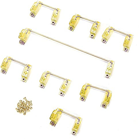Qianjyvous Mechanical Keyboard Stabilizer Set with Golden Wire and Transparent Shell, Gold Plated PCB Screw - in Stabilizers for 6.25U 2U 104/108 Key DIY Mechanical Keyboard (Transparent Yellow)