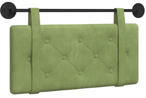 vidaXL Hängendes Kopfteil Hellgrün Samt, Moderner rechteckiger Wand-Headboard aus Samt, bezogen mit Bändern, Knopfsteppung für entspannende Schlafzimmer-Deko