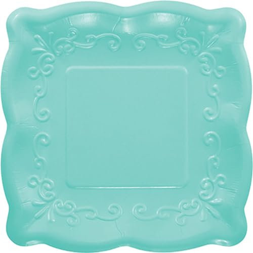 Creative Convertting-Piatto quadrato goffrato 17,8 cm Verde Acqua, 8C325937