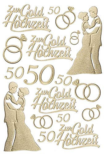 Ideen mit Herz 3-D Sticker Deluxe, zur Hochzeit, verschiedene Hochzeitsmotive, erhabene Aufkleber, Bogengröße: 21 x 30 cm (Goldhochzeit)