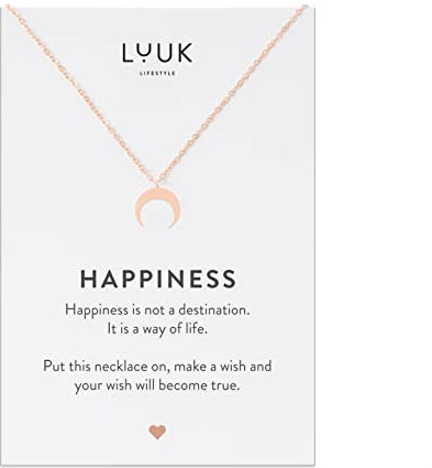 LUUK LIFESTYLE Wasserfeste Edelstahl Halskette mit Anhänger, moderner Schmuck, Geschenkidee für Damen, Glücksbringer für Frauen, feminin & filigran, Kette mit Mond I Sichel, roségold