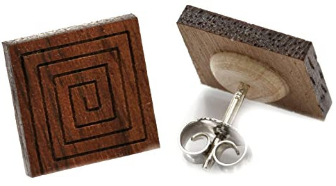 Miriquidi Spirale Holz Ohrstecker Silber 925 Sterling 11mm Paar - Nuss