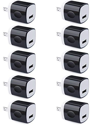 Wall Adapter 10 Pack, 1A 5V Single Port Charger Block Power USB Plug Cube