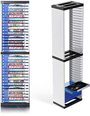Nargos Video Game Storage Stand Tower for PS5/ PS4/ PS3/ Xbox Series S & X/Xbox one Game, Universal Game Disc Holder Vertical Blu Ray Case Organizer