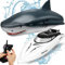 OBEST RC Barco Teledirigido 2.4GHZ con Control Remoto, 2 en 1 Flexible, Lancha Tiburón RáPida, Recargable, Juguete EléCtrico de Piscina Agua para NiñOs