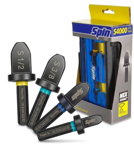 Spin Tools 4000 4-Piece Drill Bit Swaging Tool Set 1/4, 3/8, 1/2, 5/8-Inch