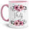 Tasse mit Spruch - Kaffee Tasse_Milf - Motivtasse mit Blumenmotiv - Geschenkidee - Keramiktasse Innen & Henkel Rosa, 300ml