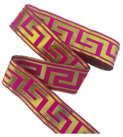 DUO ER 3.3cm Gold Splitter Jacquard Band Spitze Trim Gewebt Band zum Nähen Zubehör DIY Schnürsenkel für Kleidungsvorhang Zubehör Dekor (Farbe : D, Size : 7 Meters)