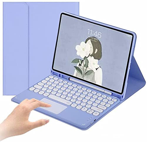 Keyboard Case for iPad 2018 (6th Gen) - iPad 2017 (5th Gen) - iPad Pro 9.7 - iPad Air 2&1-Touchpad Detachable Keyboard with Pencil Holder -Slim Leather Folio Smart Cover, Purple
