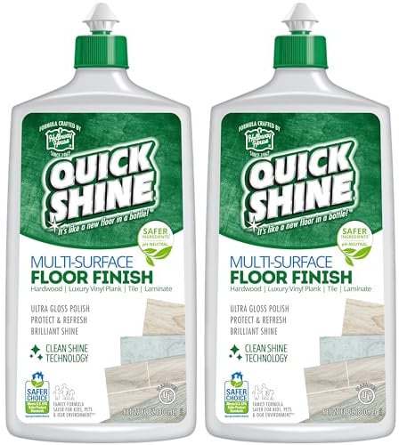 Quick Shine Multi Surface Floor Finish 27oz, 2Pk | Cleaner & Polish to use on Hardwood, Laminate, Luxury Vinyl Plank LVT, Tile & Stone | Safer Choice w/Clean Shine Technology | Shine-Protect-Refresh