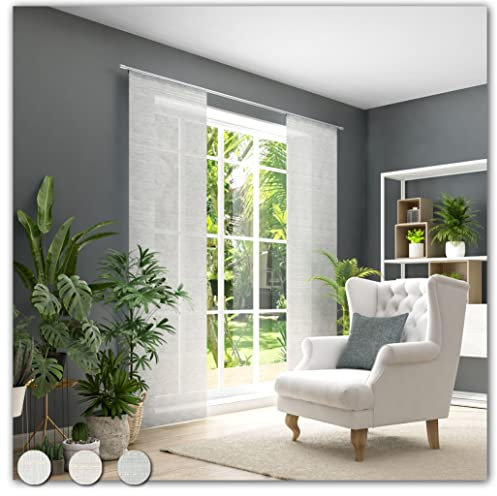 Neutex for you! Karim Schiebevorhang, Gardine, Vorhang, Halbtransparent, 245 x 60 cm, weiß-Creme 6237962
