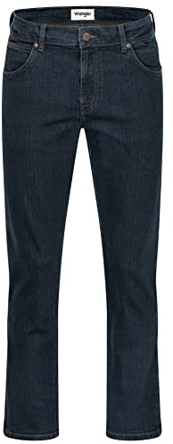 Wrangler Texas Herren-Stretchjeans - Herrenjeans Regular Fit Authentic Straight (W46/L30, Blue Black)