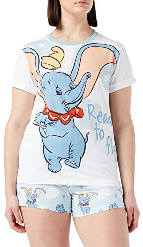 Disney Womens Dumbo Pyjamas Short Summer PJs, Sizes UK 8 to 22, Official Merchandise (16-18) White