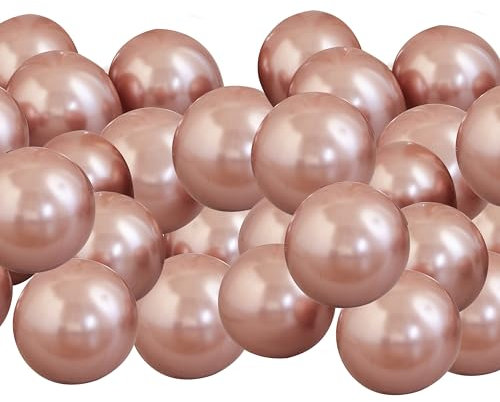 Ginger Ray Party Latex Eco Balloons for Balloon Mosaics or Party Decorations In Rose Gold - 40 Pack