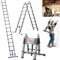 Telescopic Ladder 5M/ 16.5 Feet 150kg Capacity Stainless steel A-Frame Ladders Portable Light Weight Compact Save Space for Home DIY Builder Supply Roof Work Decoration (2.5+2.5m)