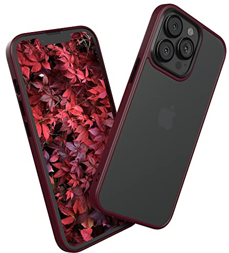 EAZY CASE Ultra Schutz Outdoor Hülle kompatibel mit iPhone 13 Pro, hochwertige Schutzhülle mit Ultra Aufprallschutz, Stoßfest und Kratzfest, dünne Handyhülle mit Kameraschutz, Dunkel Rot