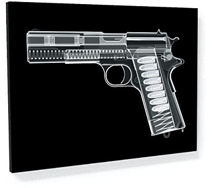 Sense Canvas Leinwandbild, Motiv: Röntgenpistole, 1911, Militär, Waffe, Armee, USA, Heimdekoration, Poster, Gemälde, groß, 40 x 30 / 1,9 cm