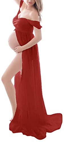 Jungerhouse Robes de Maternité Robe Sexy Sans Bretelles Jupes Enceintes Longue Photographie Robe en Mousseline de Soie Photo Shoot Vetements Grossesse