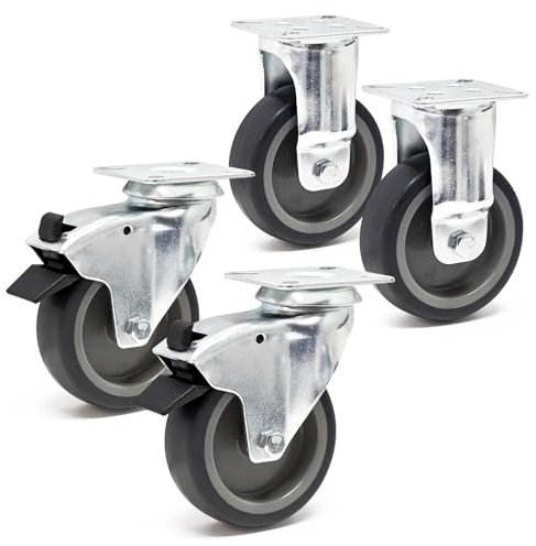 WilTec Set bestehend aus zwei Lenkrollen und zwei Bockrollen mit 75 mm Raddurchmesser